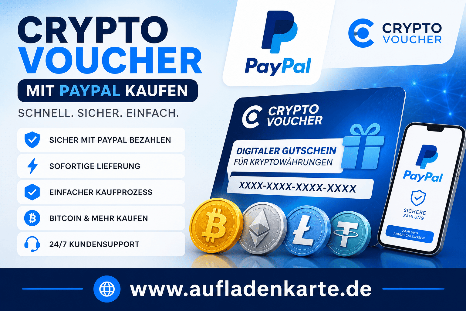 Crypto Voucher mit PayPal kaufen – Schnell, sicher und sofort online bezahlen